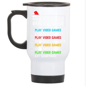 Xmas Bucket List Santa Hat Funny Video Gamer Christmas Funny Gift Stainless Steel Travel Mug