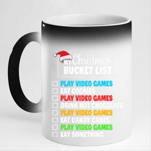 Xmas Bucket List Santa Hat Funny Video Gamer Christmas Cute Gift 11oz Black Color Changing Mug