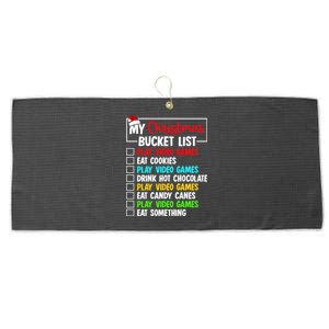 Xmas Bucket List Video Game Gamer Christmas Gift Large Microfiber Waffle Golf Towel