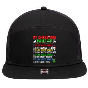 Xmas Bucket List Santa Hat Funny Video Gamer Christmas 7 Panel Mesh Trucker Snapback Hat