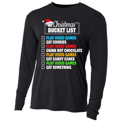 Xmas Bucket List Video Games Funny Gamer Boy Christmas Cooling Performance Long Sleeve Crew