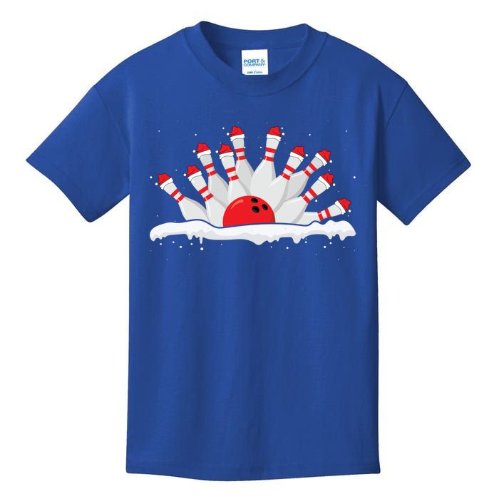 Xmas Bowling Lover Christmas Bowling Pins Santa Hat Bowl Cute Gift Kids T-Shirt