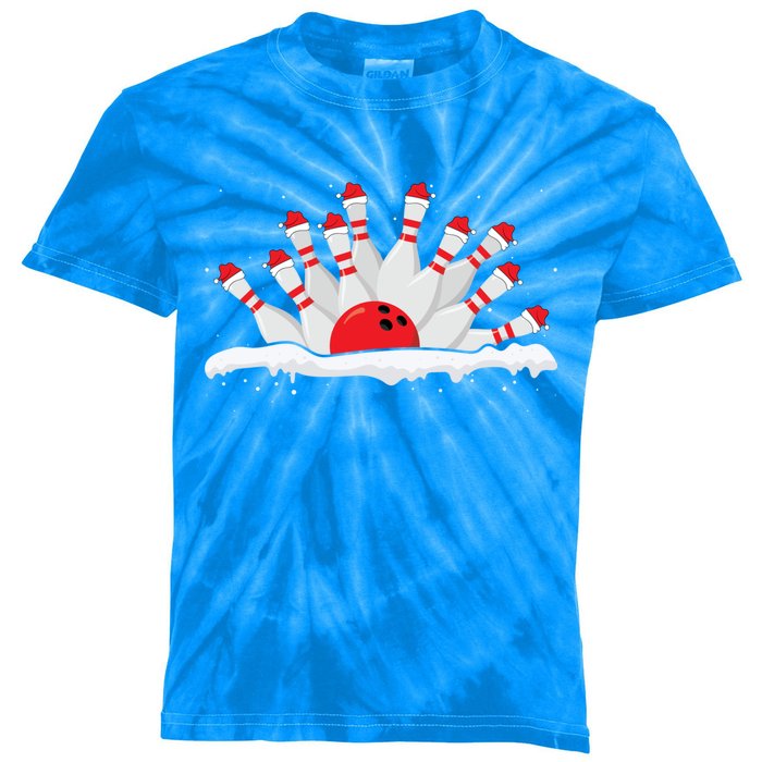 Xmas Bowling Lover Christmas Bowling Pins Santa Hat Bowl Cute Gift Kids Tie-Dye T-Shirt