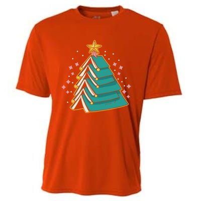 Xmas Book Nerd Library Lover Bookworm Book Christmas Tree Funny Gift Cooling Performance Crew T-Shirt