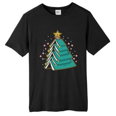 Xmas Book Nerd Library Lover Bookworm Book Christmas Tree Funny Gift Tall Fusion ChromaSoft Performance T-Shirt