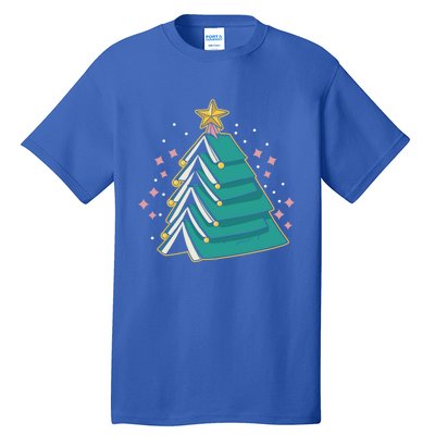 Xmas Book Nerd Library Lover Bookworm Book Christmas Tree Funny Gift Tall T-Shirt