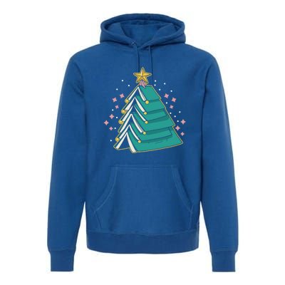 Xmas Book Nerd Library Lover Bookworm Book Christmas Tree Funny Gift Premium Hoodie