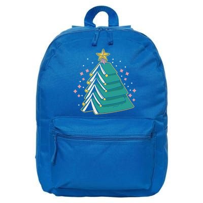 Xmas Book Nerd Library Lover Bookworm Book Christmas Tree Funny Gift 16 in Basic Backpack