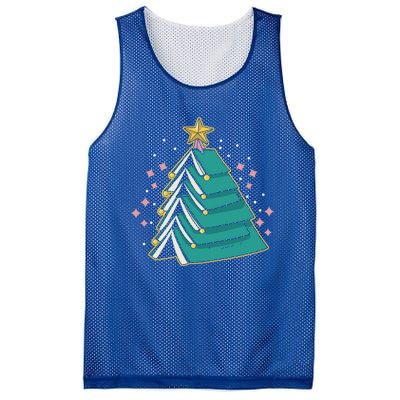 Xmas Book Nerd Library Lover Bookworm Book Christmas Tree Funny Gift Mesh Reversible Basketball Jersey Tank