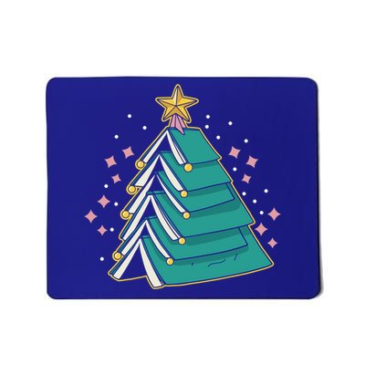 Xmas Book Nerd Library Lover Bookworm Book Christmas Tree Funny Gift Mousepad