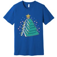 Xmas Book Nerd Library Lover Bookworm Book Christmas Tree Funny Gift Premium T-Shirt