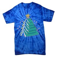 Xmas Book Nerd Library Lover Bookworm Book Christmas Tree Funny Gift Tie-Dye T-Shirt