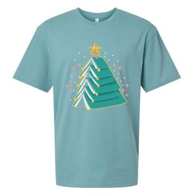 Xmas Book Nerd Library Lover Bookworm Book Christmas Tree Funny Gift Sueded Cloud Jersey T-Shirt