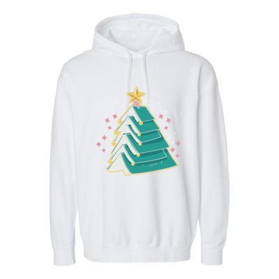 Xmas Book Nerd Library Lover Bookworm Book Christmas Tree Funny Gift Garment-Dyed Fleece Hoodie