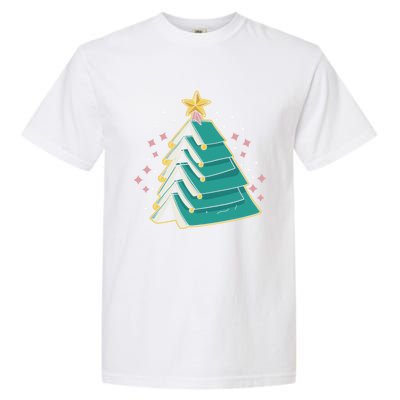 Xmas Book Nerd Library Lover Bookworm Book Christmas Tree Funny Gift Garment-Dyed Heavyweight T-Shirt