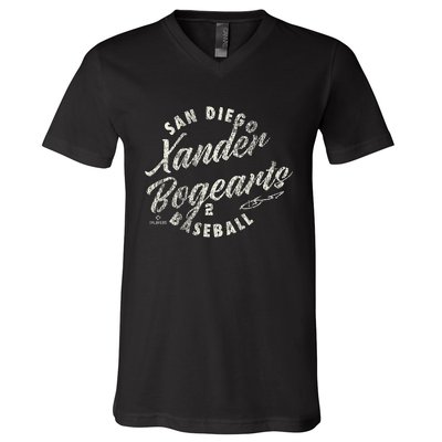 Xander Bogaerts San Diego Baseball Vintage Cursive V-Neck T-Shirt