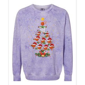 Xmas Basketball Sports Lover Basketball Christmas Tree Gift Colorblast Crewneck Sweatshirt