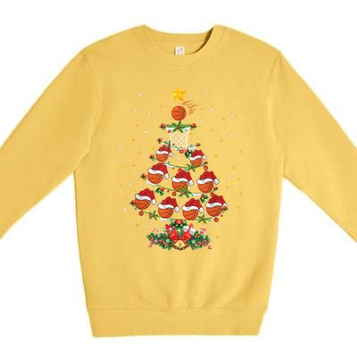 Xmas Basketball Sports Lover Basketball Christmas Tree Gift Premium Crewneck Sweatshirt