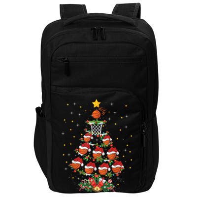 Xmas Basketball Sports Lover Basketball Christmas Tree Gift Impact Tech Backpack