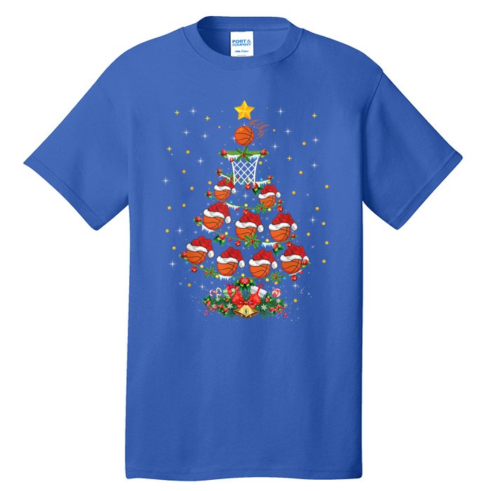 Xmas Basketball Sports Lover Basketball Christmas Tree Gift Tall T-Shirt