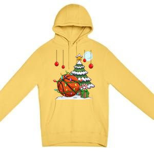 Xmas Basketball Sports Tree Lights Winter Happy Christmas Meaningful Gift Premium Pullover Hoodie