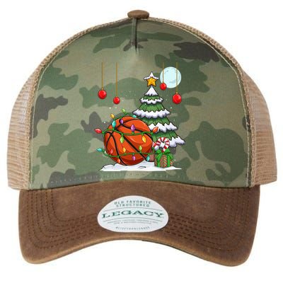 Xmas Basketball Sports Tree Lights Winter Happy Christmas Meaningful Gift Legacy Tie Dye Trucker Hat