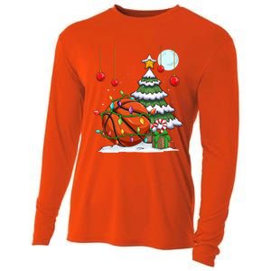 Xmas Basketball Sports Tree Lights Winter Happy Christmas Meaningful Gift Cooling Performance Long Sleeve Crew