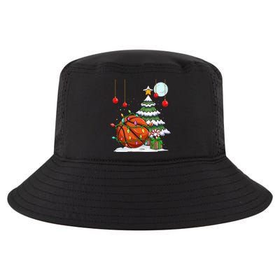 Xmas Basketball Sports Tree Lights Winter Happy Christmas Meaningful Gift Cool Comfort Performance Bucket Hat