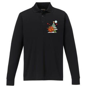 Xmas Basketball Sports Tree Lights Winter Happy Christmas Meaningful Gift Performance Long Sleeve Polo