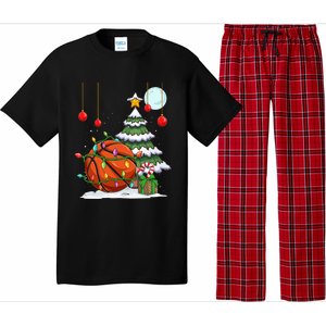 Xmas Basketball Sports Tree Lights Winter Happy Christmas Meaningful Gift Pajama Set