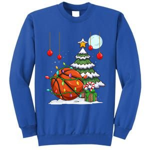 Xmas Basketball Sports Tree Lights Winter Happy Christmas Meaningful Gift Sweatshirt