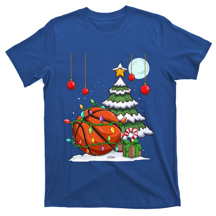 Xmas Basketball Sports Tree Lights Winter Happy Christmas Meaningful Gift T-Shirt