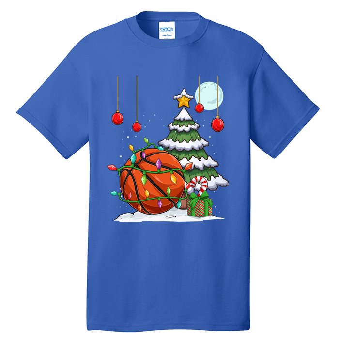 Xmas Basketball Sports Tree Lights Winter Happy Christmas Meaningful Gift Tall T-Shirt