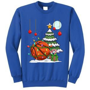 Xmas Basketball Sports Tree Lights Winter Happy Christmas Meaningful Gift Tall Sweatshirt