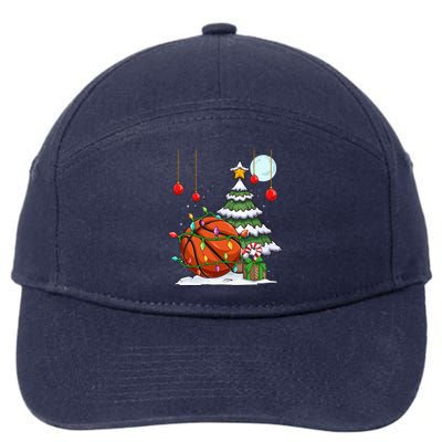 Xmas Basketball Sports Tree Lights Winter Happy Christmas Meaningful Gift 7-Panel Snapback Hat