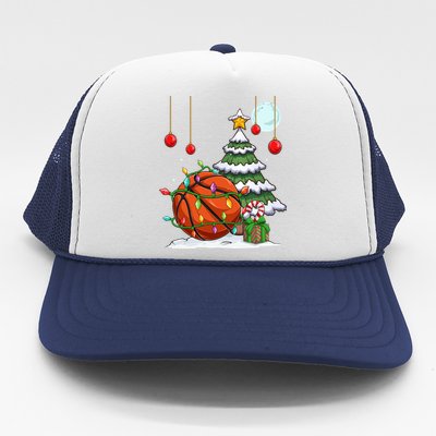 Xmas Basketball Sports Tree Lights Winter Happy Christmas Meaningful Gift Trucker Hat