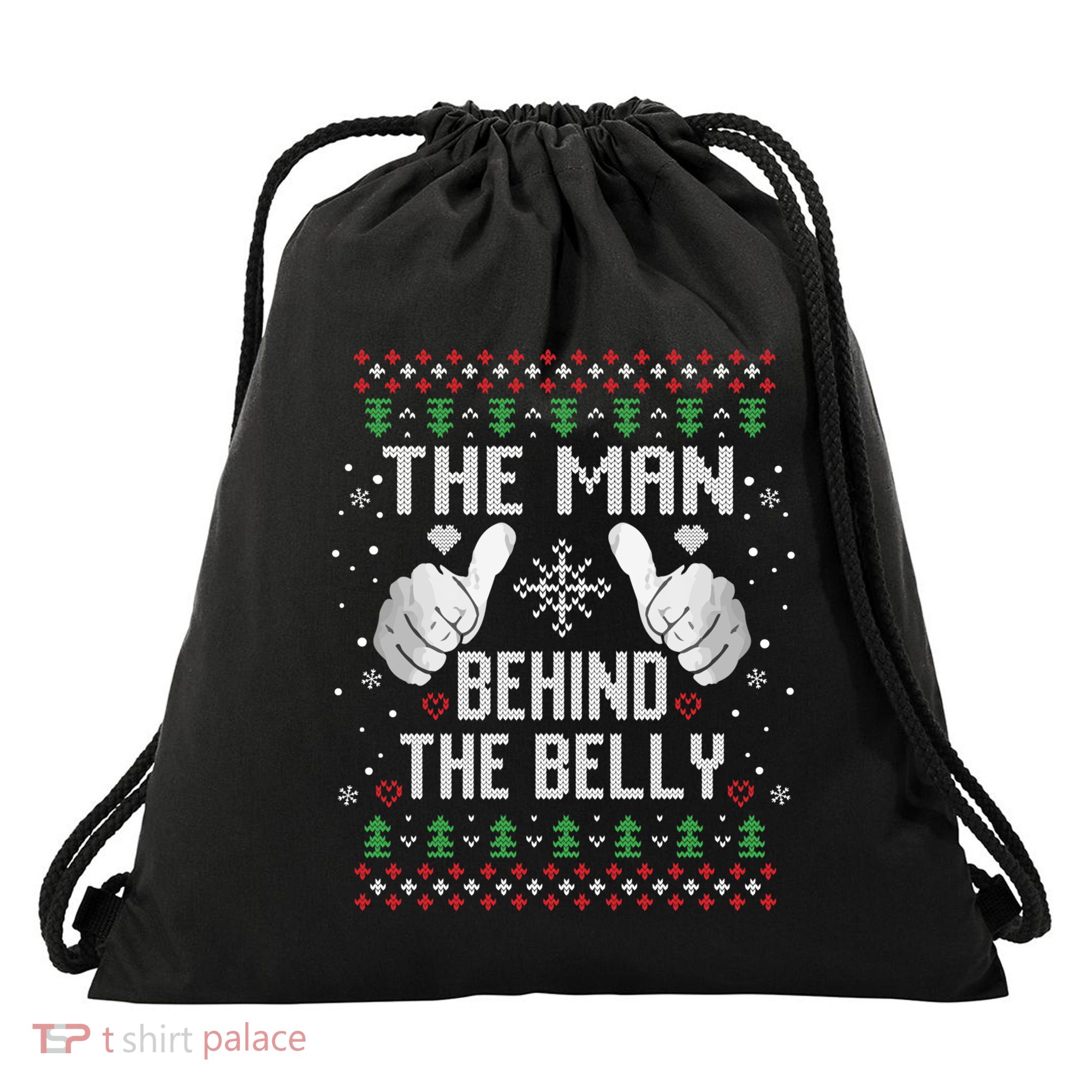 Xmas Behind The Belly Dad Pregnancy Announcet Ugly Gift Drawstring Bag