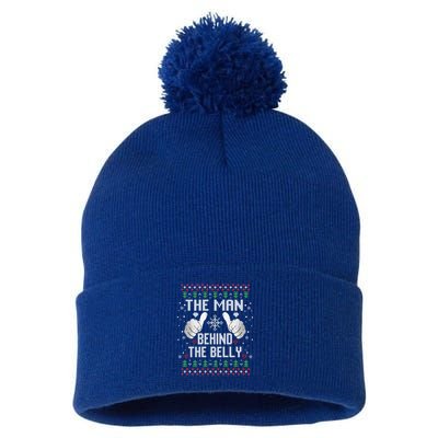 Xmas Behind The Belly Dad Pregnancy Announcet Ugly Gift Pom Pom 12in Knit Beanie