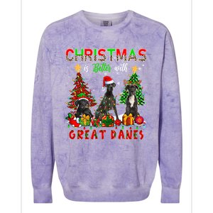 Xmas Better With Great Danes Santa Reindeer Elf Great Danes Gift Colorblast Crewneck Sweatshirt