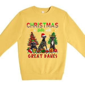 Xmas Better With Great Danes Santa Reindeer Elf Great Danes Gift Premium Crewneck Sweatshirt