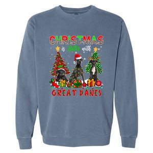 Xmas Better With Great Danes Santa Reindeer Elf Great Danes Gift Garment-Dyed Sweatshirt