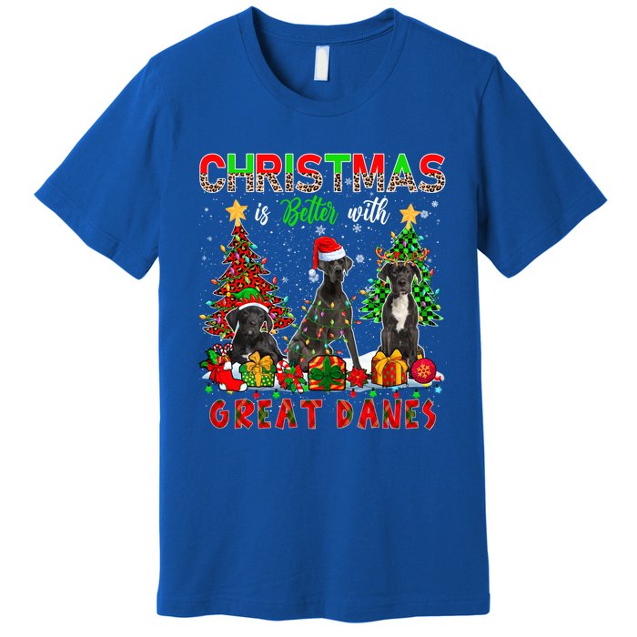 Xmas Better With Great Danes Santa Reindeer Elf Great Danes Gift Premium T-Shirt