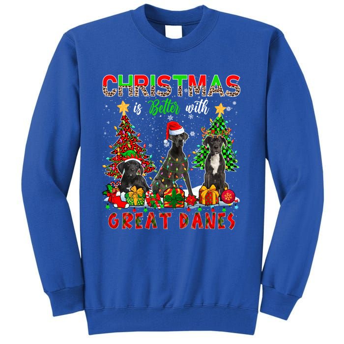 Xmas Better With Great Danes Santa Reindeer Elf Great Danes Gift Tall Sweatshirt