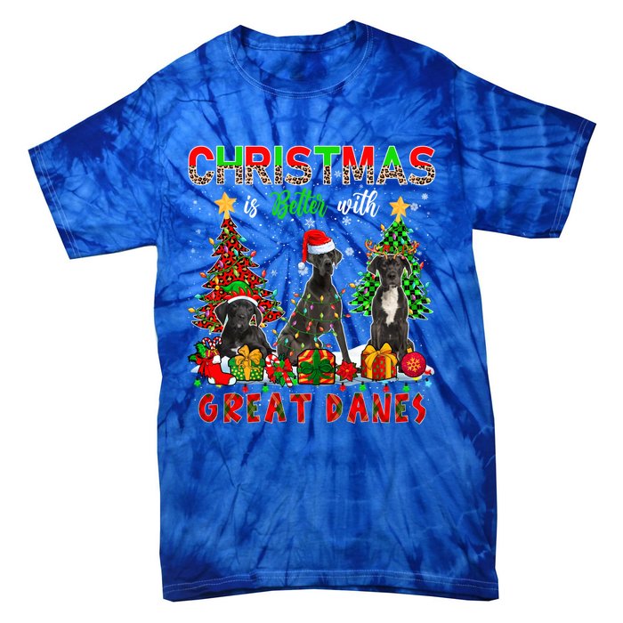 Xmas Better With Great Danes Santa Reindeer Elf Great Danes Gift Tie-Dye T-Shirt