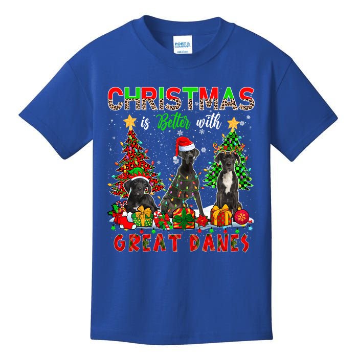 Xmas Better With Great Danes Santa Reindeer Elf Great Danes Gift Kids T-Shirt