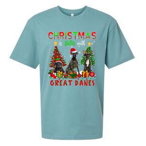 Xmas Better With Great Danes Santa Reindeer Elf Great Danes Gift Sueded Cloud Jersey T-Shirt