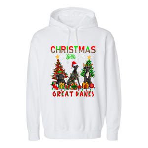 Xmas Better With Great Danes Santa Reindeer Elf Great Danes Gift Garment-Dyed Fleece Hoodie