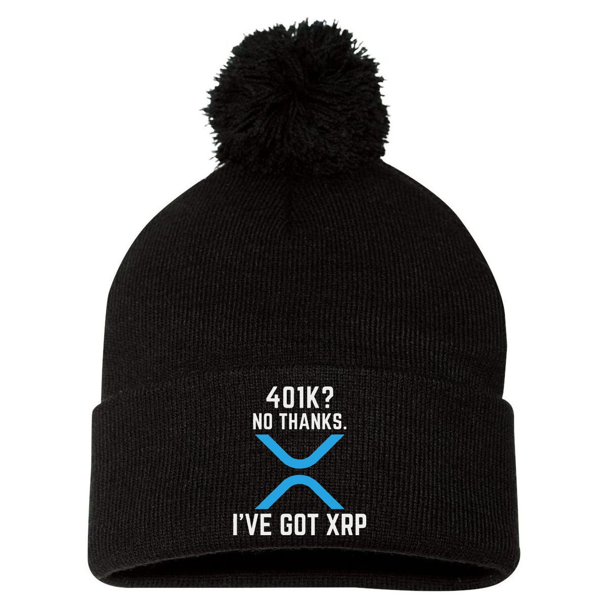 Xrp Cryptocurrency 401k Pom Pom 12in Knit Beanie
