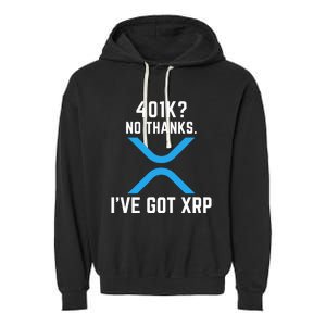 XRP Cryptocurrency 401K Garment-Dyed Fleece Hoodie