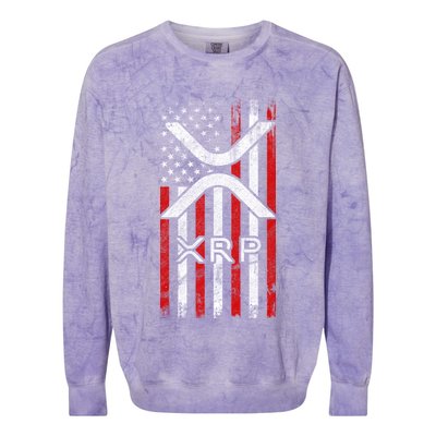 Xrp Cryptocurrency American Flag Colorblast Crewneck Sweatshirt